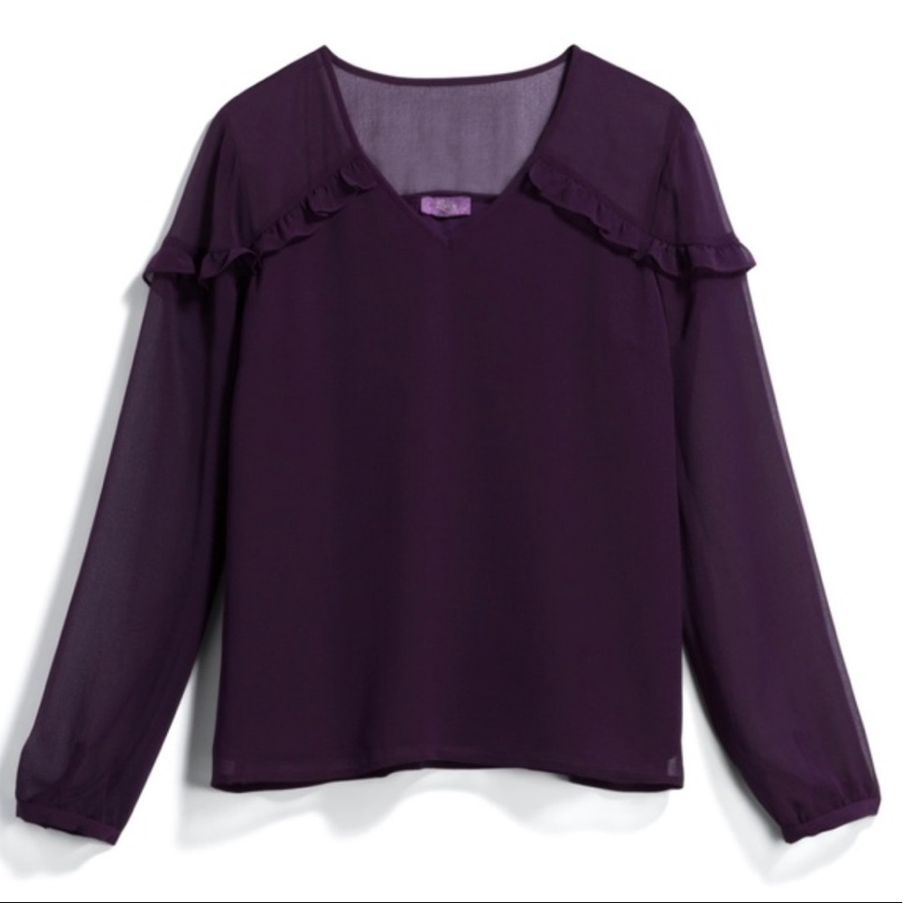 Truly Poppy Ruffle Trim Blouse Size M